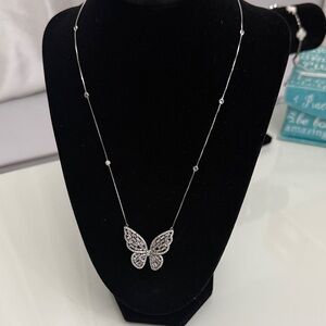 Elegant Silver Butterfly Pendant Necklace